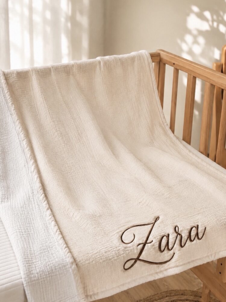Personalizirana nevtralna muslin odejica Velika 120 × 120 cm